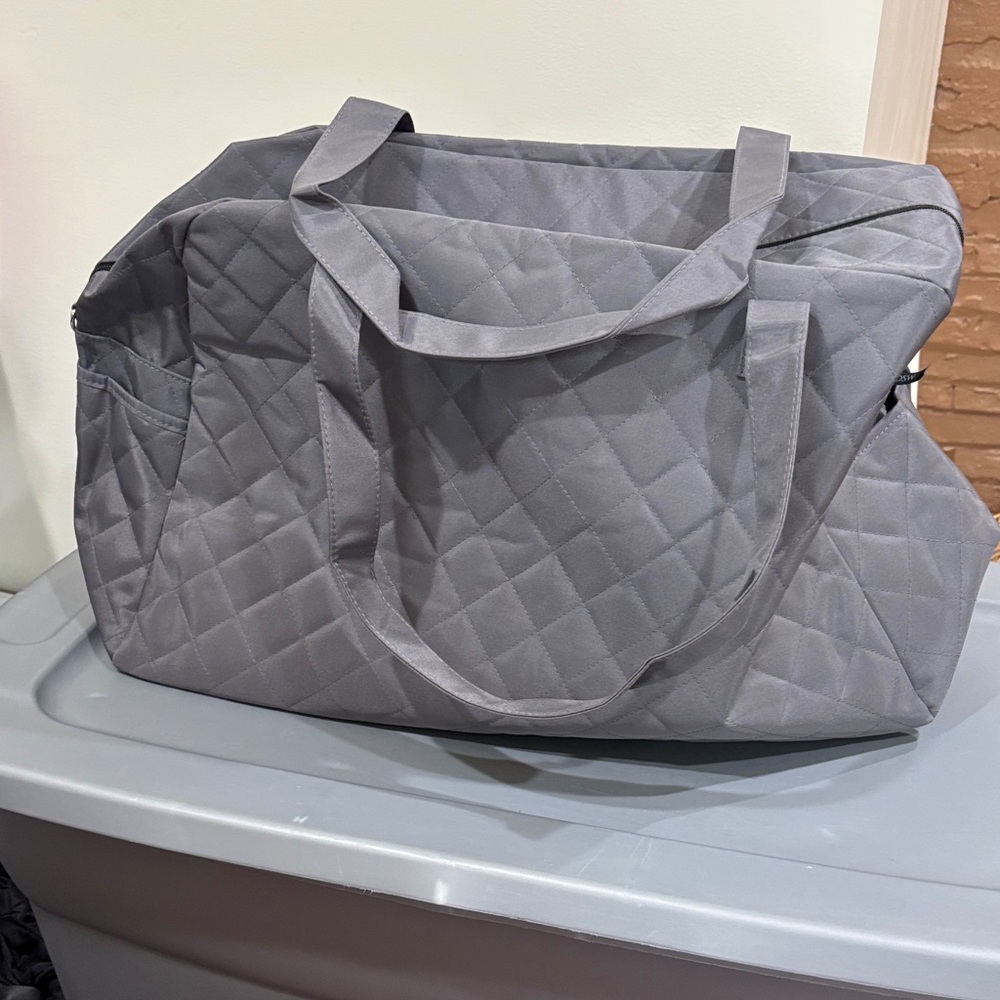 Elegant Gray Quilted Tote Bag brand new